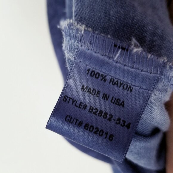 Bella Dahl Blue Distressed Split Side Longline Tunic Button Down Shirt Top L USA - Picture 6 of 15